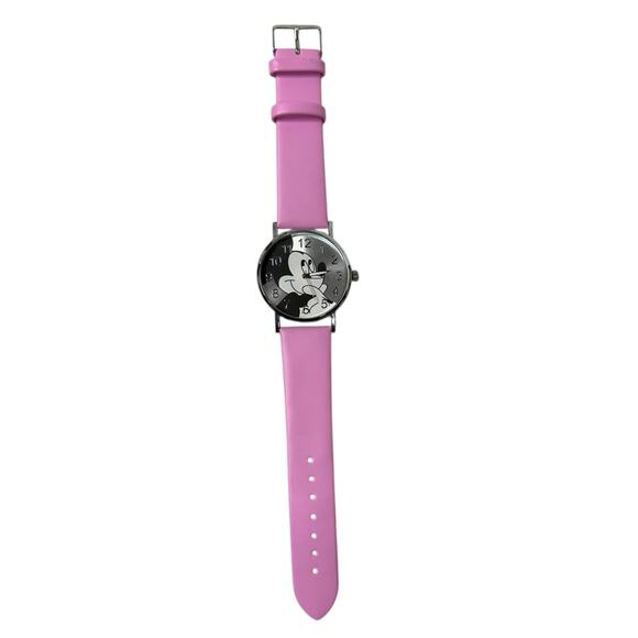 Mickey Mouse Watch Cartoon Face Silver‎ with Pink Band Tested! - Picture 2 of 6
